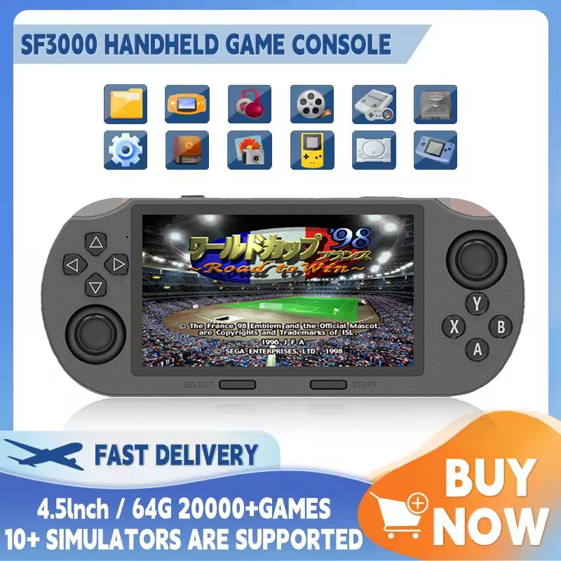 Gaming Console Handheld Retro - SF3000 Tragbarer Handheld-Game-Player, 4,5-Zoll-IPS-Bildschirm, Retro-Videospielkonsole, integrierte