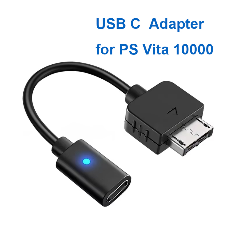 Gaming Console Sony - 10 cm schwarzer USB-C-Ladeadapter mit LED-Anzeigeleuchte