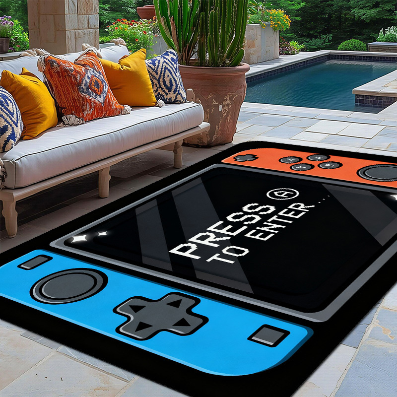 Gaming Console Room - 2D Flacher Spielkonsolen-Controller Teppich mit A-Taste