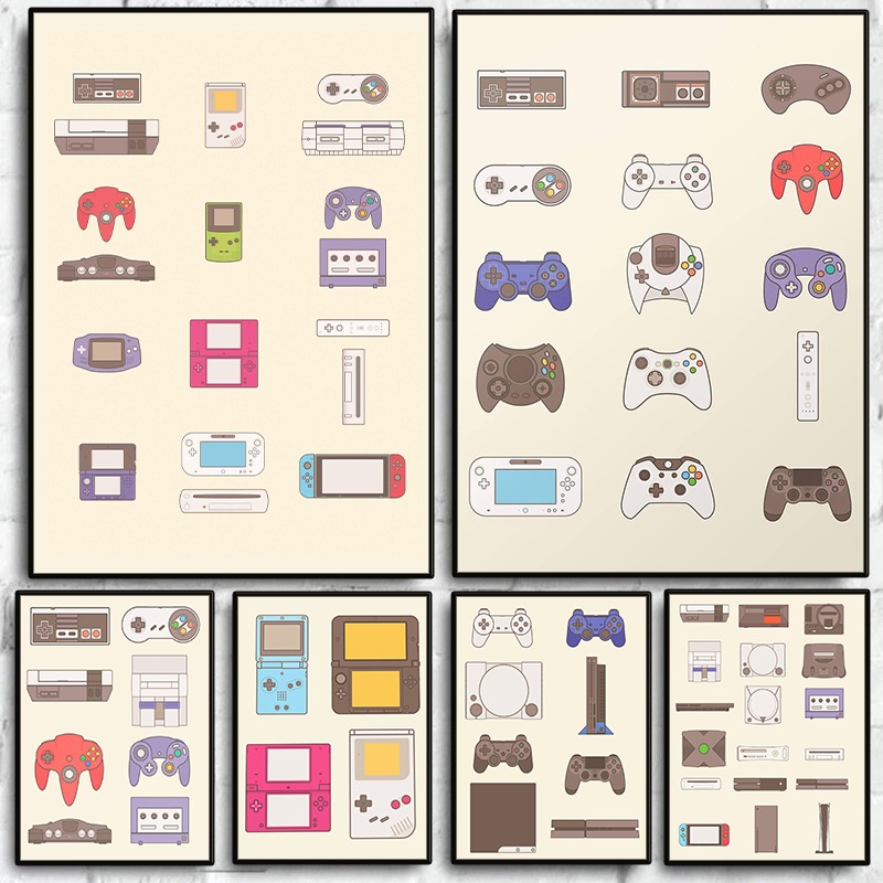 Handheld Gaming Console - Videospiel-Handheld- und Konsolen-Evolution Poster Gamepad Leinwandbild