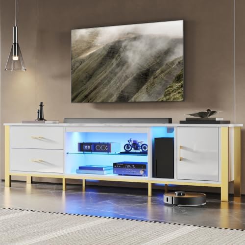 Gaming Console Room - TV-Ständer für 75/80/85-Zoll-Fernseher, LED-Gaming-Entertainment-Center, Medienkonsole mit