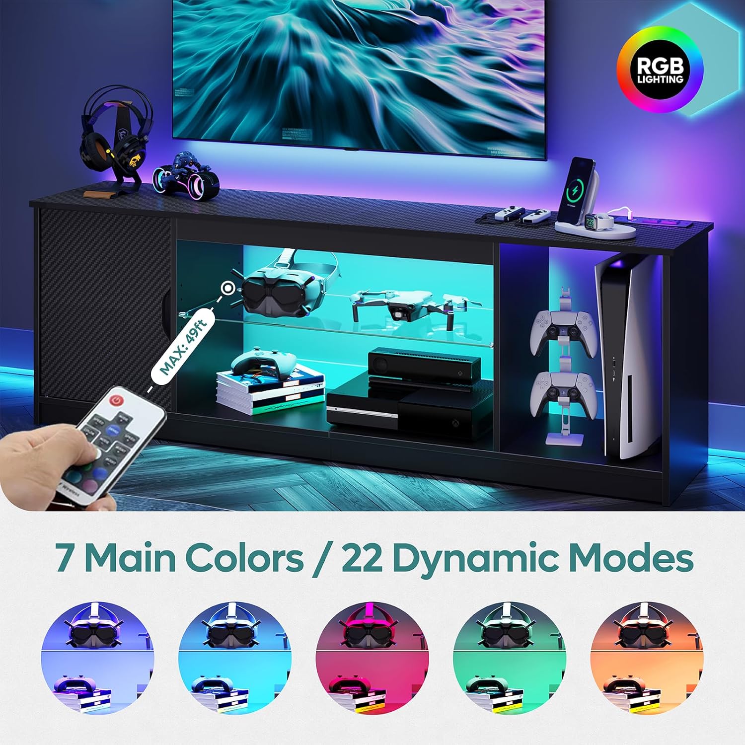 TV-Ständer mit Steckdosen, Gam – Gaming Console Room Bewertung und Preis