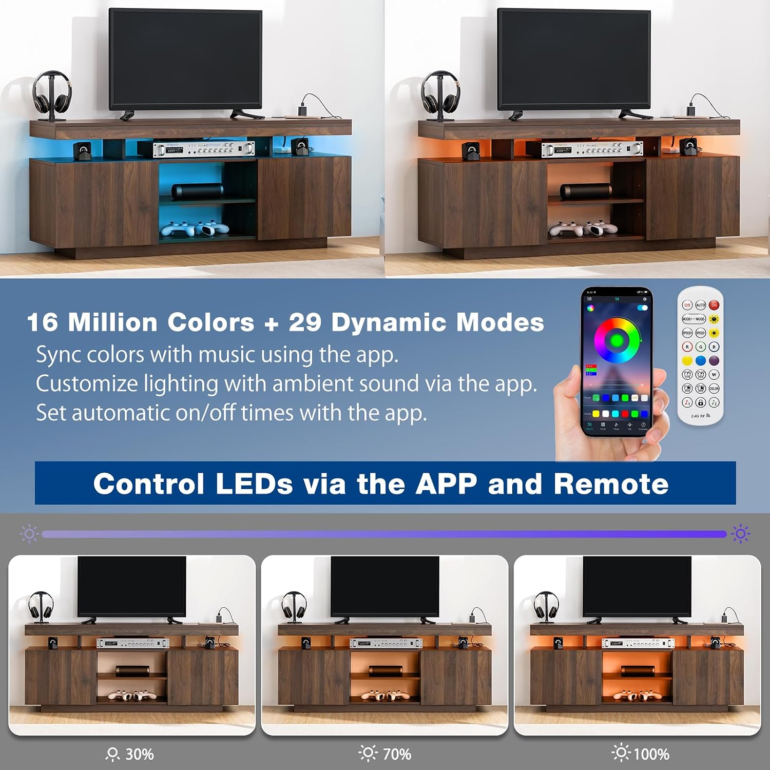 LED-TV-Ständer mit Steckdosen  – Gaming Console Room Bewertung und Preis